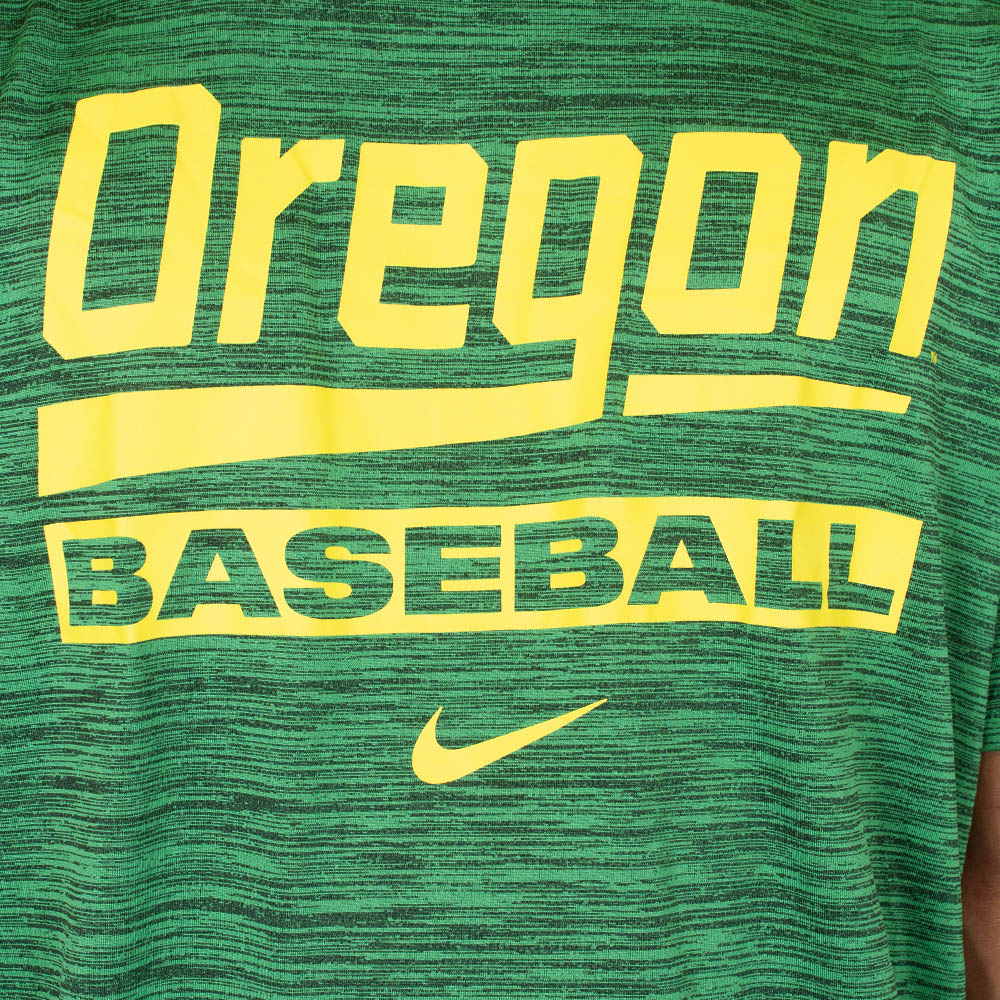Classic Oregon O, Nike, Green, Crew Neck, Performance/Dri-FIT, Men, Baseball, Oregon baseball word-mark, Velocity, T-Shirt, 853983
